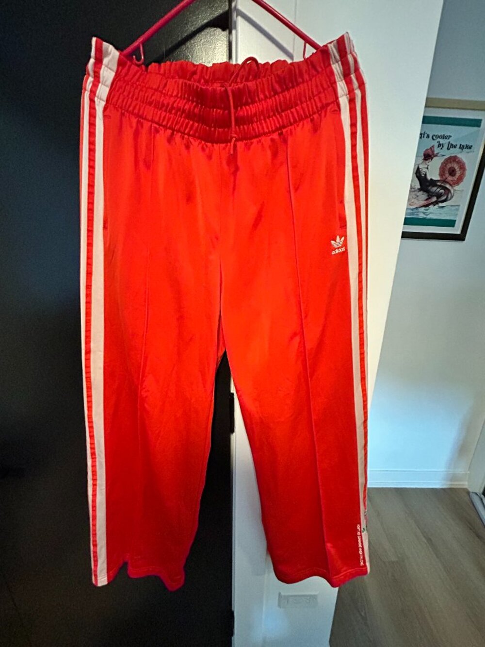 Adidas Wide Leg Track Pants with Floral Detail
